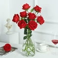 thumbnail image 2 of Morttic 24PCS Velvet Red Roses Artificial Flowers, Fake Roses Long Stem, Real Touch Faux Roses Bouquet Upgraded Artificial Red Roses for Home Wedding Party Office Hotel Centerpiece Arrangement, 2 of 9