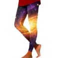 thumbnail image 3 of LIIPEE Women Leggings Casual Elastic High Waist Slim Fit Ankle Length Leggings Carnival Galaxy Starry Printed Yoga Pants Running Fashion Comfortable Soft Breathable Leggings,Orange,L, 3 of 5