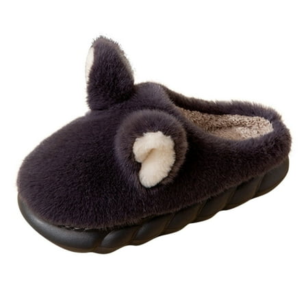 

Qufokar Mens Leather Summer Shoes Saints Slippers Men Winter Couples Men Warm Home Baotou Plush Soft Bottom Comfortable Cat Ears Solid Color Flat Cotton Slippers