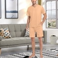 thumbnail image 7 of joogoo Men's Pajama Set Light Orange V-Neck Pj Shorts Set 2 Piece Loungewear Sleepwear XXL, 7 of 7