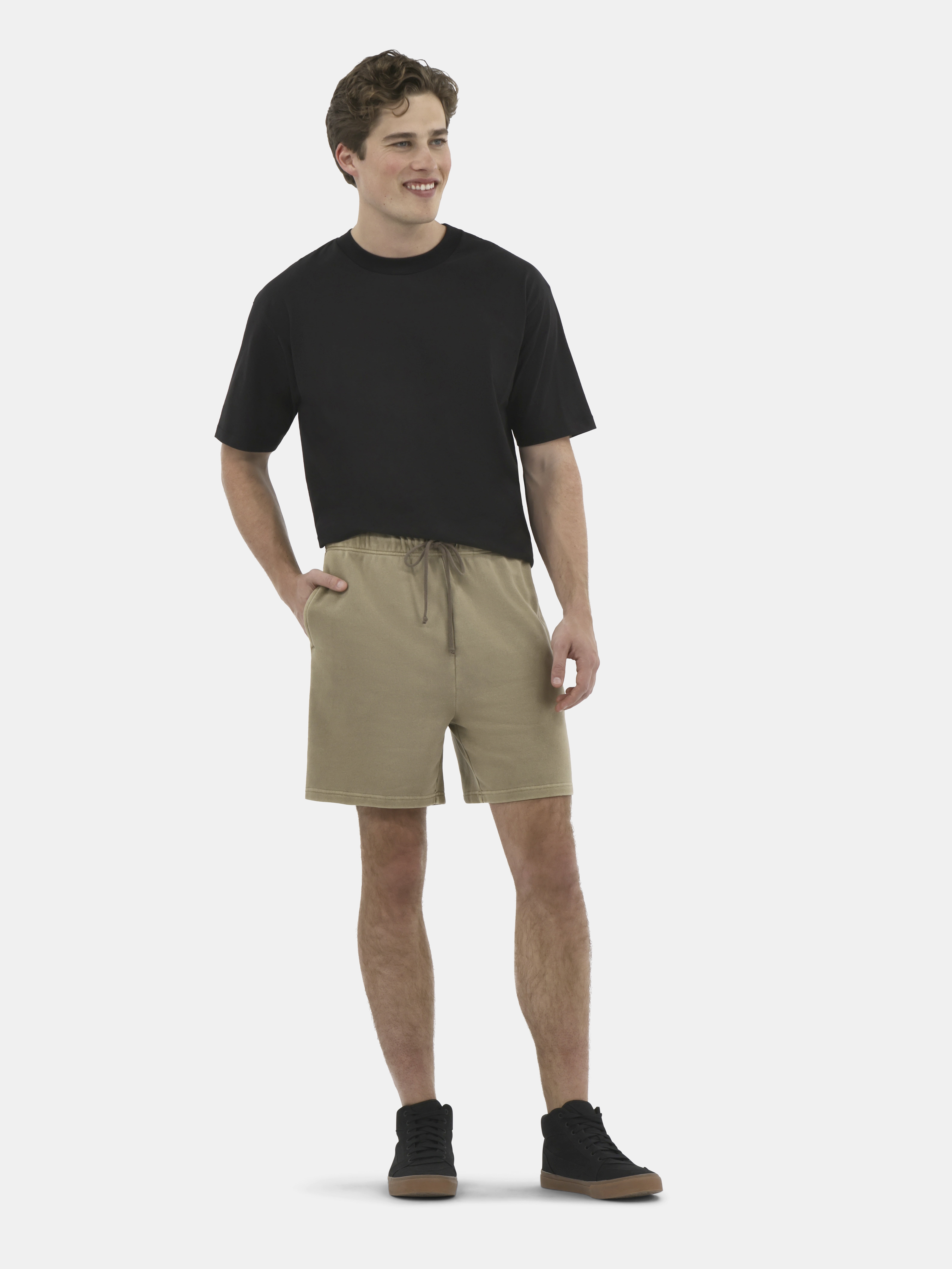 No Boundaries Soft Fleece Jogger Shorts, 6" Inseam, 2-Pack, Men's and Big Men's