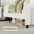 thumbnail image 5 of 4 EVER WINNER King Bed Frame, Velvet Upholstered Bed Frame with Diamond Headboard, White King Size Bed Frame, White, 5 of 8