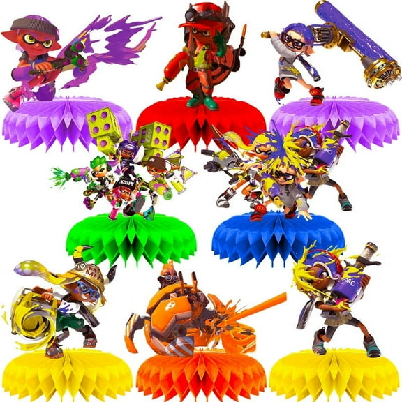 Splatoon Centerpieces Honeycomb Table Toppers Decorations for Photo Props Birthday Party Decor Supplies