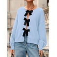 thumbnail image 2 of Suéter Cardigan PRETTYGARDEN para Mujer con Lazo Azul Claro, 2 of 8
