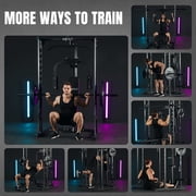 Mikolo Smith Machine Home Gym, Multi-Functional Power Rack with Pec Deck Machine, Lat Pull Down System with Bar, Low Row Station with Cable bar and Foot Board