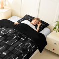 thumbnail image 4 of Manfei Sleek 3D Square Twin Comforter Sets, Neon Glow Bedding Set, Black White, Black Reversible 2pcs, 1 Comforter and 1 Pillowcase, 4 of 6
