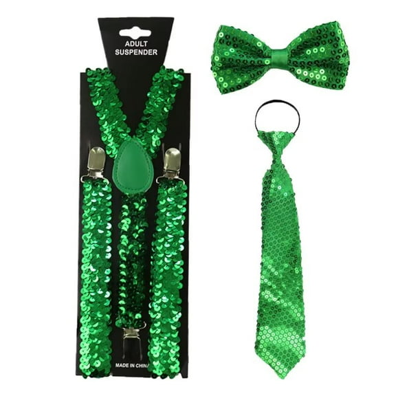 Sequin Suspenders Sequined Suspenders & Bow Tie Set Adjustable Straps Rave Outfit Accessories Stage Performance Costume Jazz Dancewear Party Suspender Accessory