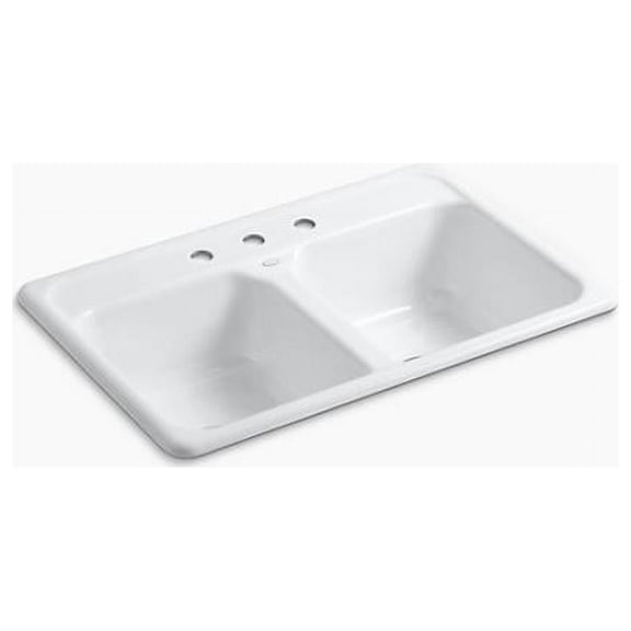 kohler k-5817-3-0 delafield self-rimming kitchen sink, white