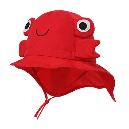 

Yipa Kids Sun Protection Beach Hats Caps Girls Boys Cartoon Fisherman Hats Wide Brim Toddler Baby Summer Travel Bucket Hat with Wind Rope