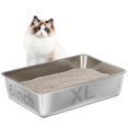 thumbnail image 1 of Caja de arena para gatos LEGOURNS de acero inoxidable XL, 60 x 40 x 15 cm, 1 of 9