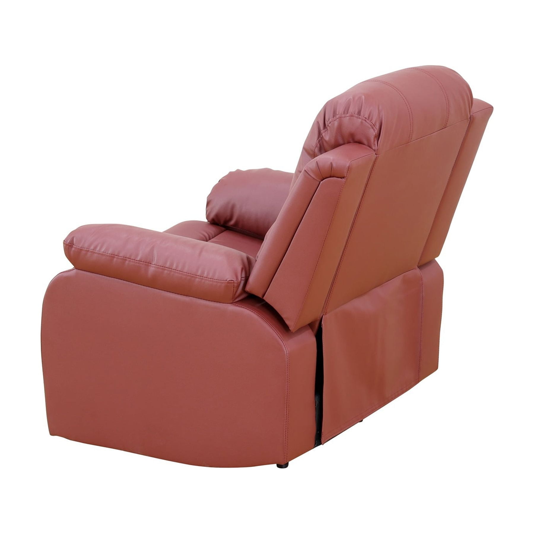 Hommoo Semi PU And PVC Leather Manual Recliner Chairs for Living Room & Home Theater, Reclining Lounge Chair 160° Recline, Red