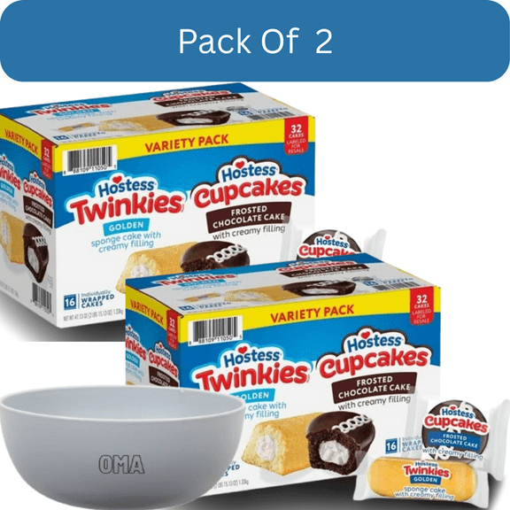 Hostess Twinkies & Cupcakes Variety Pack Snack Cakes, 32 pk., 2 Pack with white bowl by OMA