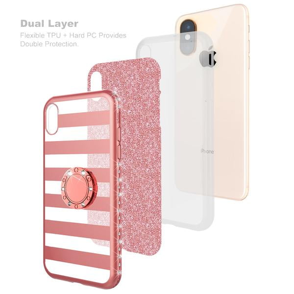 Luxury Girl Pink Trunk Case Cover Ring Kickstand For iPhone 7 8 11