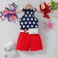 thumbnail image 2 of LAPAKIDS 4th of July Toddler Girl Clothes Summer Independence Day 5-6 T Tank Top Shorts with Belt Bag Outfits, 2 of 7