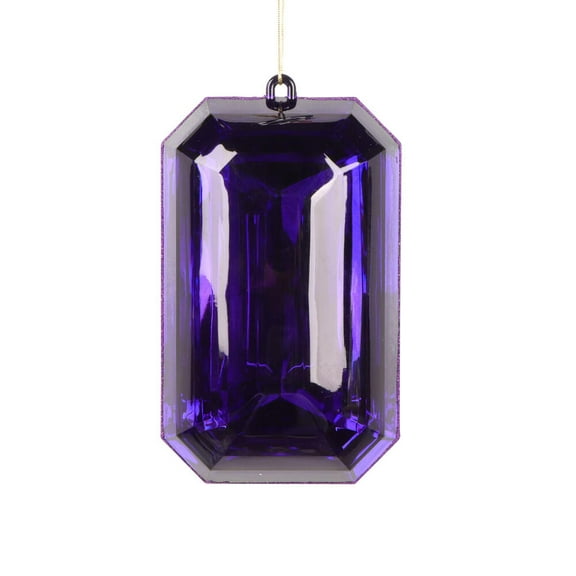 Vickerman 8" Purple Rectangle Jewel Glitter Ornament. Includes 2 pieces per bag.