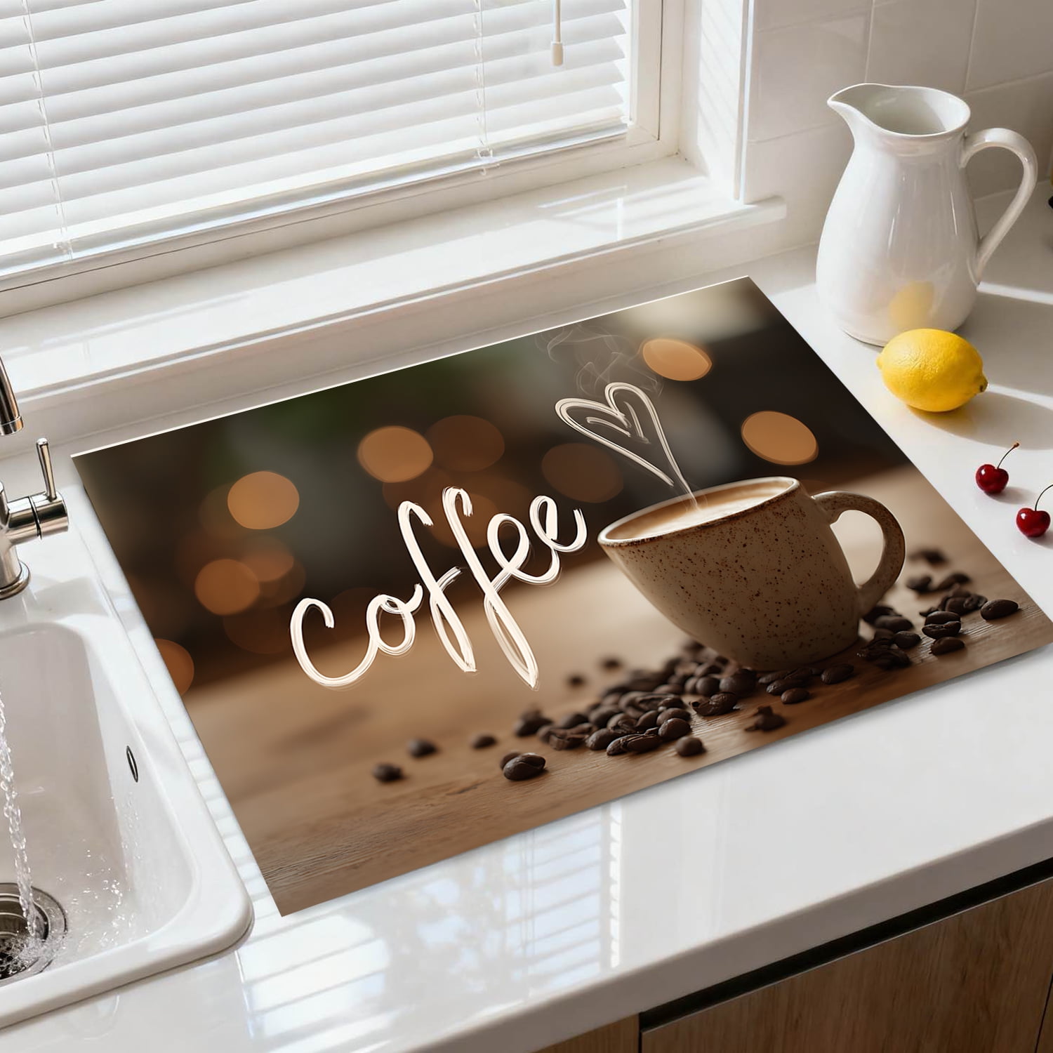 Stove Top Cover for Electric Stove, 28" x 20" Heat Resistant Anti-Slip Glass Cooktop Protector Mat, Multi-Purpose Stove Cover for Kitchen Countertop, Scratch & Dust Protection, Coffee Lover Gift