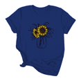 thumbnail image 4 of Bovemsi Women's Spring Round Neck Sunflower Printed Loose Casual Short Sleeved T Shirt, Blue Women's Summer Short Sleeve T-Shirts, XL, 4 of 4