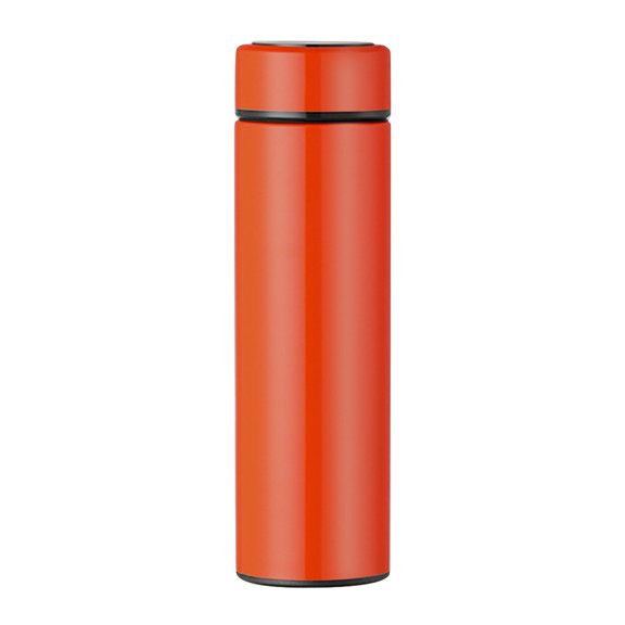 Stainless Steel Smart Vacuum Flask with LCD Temperature Display 480ml Insulated Bottle Orange