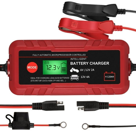 6V/12V Battery Charger/Maintainer, Automatic Smart Battery Charger Ideal for Charging LEAD-ACID Batteries SUPPLY for Car, Truck, Motorcycle, Lawn Mower, Boat and More
