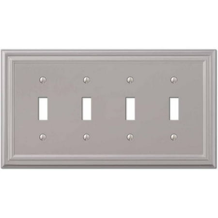 Engraved Nickel Plate - Continental Satin Nickel Cast Quad Toggle Wallplate