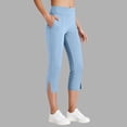 thumbnail image 2 of Inglocry Womens Capri Pants High Waisted Straight Leg Yoga Capris Leggings with Pockets Crop Workout Summer Pants Sky Blue L, 2 of 7