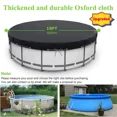 thumbnail image 3 of STARTWO 18ft Durable Round Pool Cover Thicked Oxford Solar Covers Waterproof Dustproof Inflatable Pools Cover with Sandbags, 3 of 7