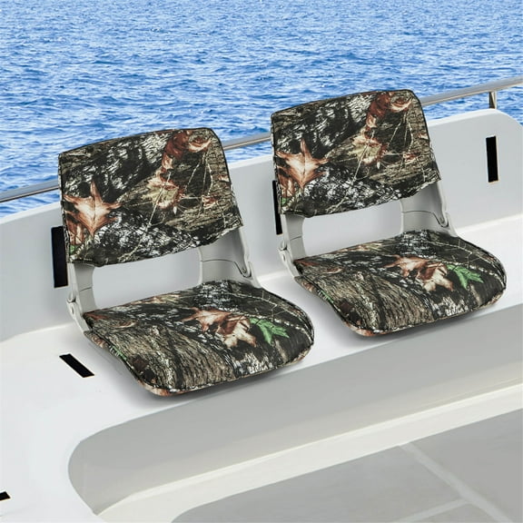 Gymax 2PCS Low Back Padded Boat Seat w/ 4 Bolts Thick Sponge Padding for Outdoor