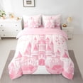 thumbnail image 2 of Castle Fairy Girly Pink Princess Castle 7Pcs Bedding Comforter Set,Kawaii Flowers Queen Bedding Sets Super Cozy,Musical Notes Queen Sheet Sets,Lightweight Room Decor, 2 of 8