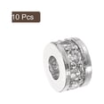 thumbnail image 3 of Round Ring Charm Spacer Beads, 10Pcs 6mm - Round Zircon Pave Spacer Beads for Jewelry Making (White - White Gold), 3 of 6