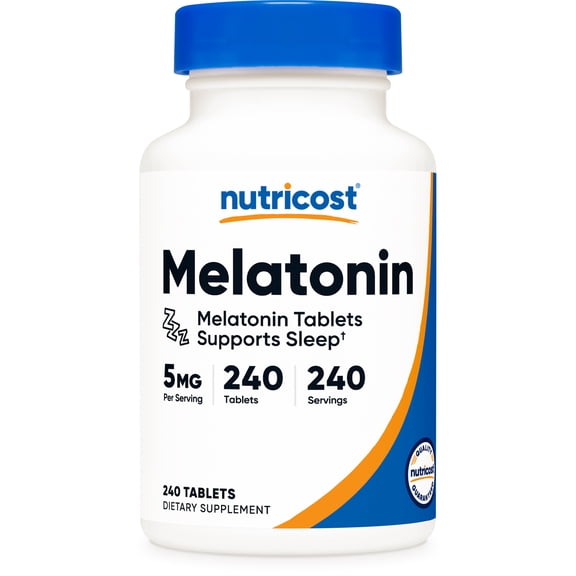 Nutricost Melatonin 5mg, 240 Tablets - 5mg Per Serving, Non-GMO, Gluten Free Dietary Supplement