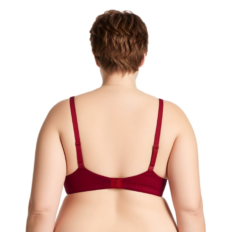 Curve Muse Women's Plus Size Add 1 and a half Cup Push Up Underwire Convertible Lace Bras -2PK-Black,Red-46B