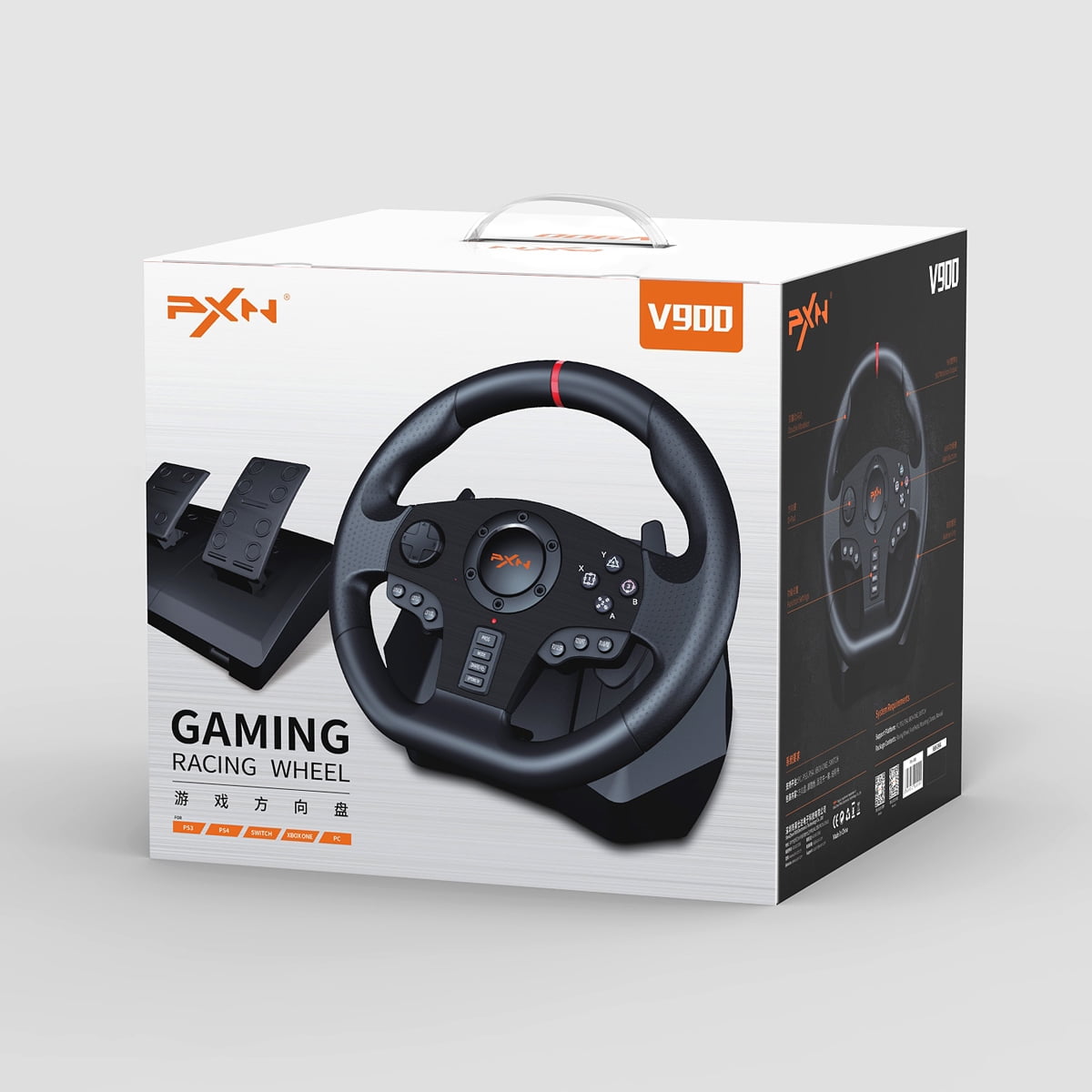 PXN V900 Gaming Steering Wheel - 270/900° PC Racing Wheel with