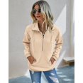 thumbnail image 2 of PRETTYGARDEN Women's Casual Long Sleeve Lapel Zipper Sweatshirt Drawstring Loose Pullover Tops, 2 of 7