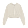 thumbnail image 5 of FASHOFT Womens Cropped Zip Up Hoodie Long Sleeve Crop Hooded Jacket with Pocket Comfy Y2K Sweatshirt Streetwear Beige L, 5 of 5