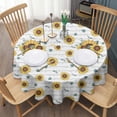 thumbnail image 3 of White Sunflower Letter Pattern Round Tablecloth 60"x60",Wrinkle Wipeable Table Cloth for Kitchen Dining Room Picnic Patio Party, 3 of 6