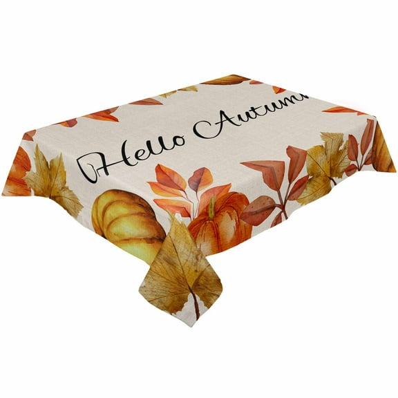 Fall Maple Leaves Rectangle Tablecloths 54x87,Golden Red Orange Thanksgiving Pumpking Table Cloth Table Cover Indoor/Outdoor Tabletop Decor for Wedding Holiday Party Dinner Baby Shower