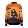 thumbnail image 5 of QATAINLAV Womens Bomber Jacket Long Sleeve Zip Up Halloween Printed Outerwear Lightweight Loose Casual Fall Coats with Pockets, Multicolor, L, 5 of 6