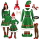 thumbnail image 1 of Disfraz familiar de elfo navideño, traje de juego de rol, disfraz de Papá Noel verde para fiesta, ropa elegante, conjunto de disfraz de madre para niños, 1 of 5