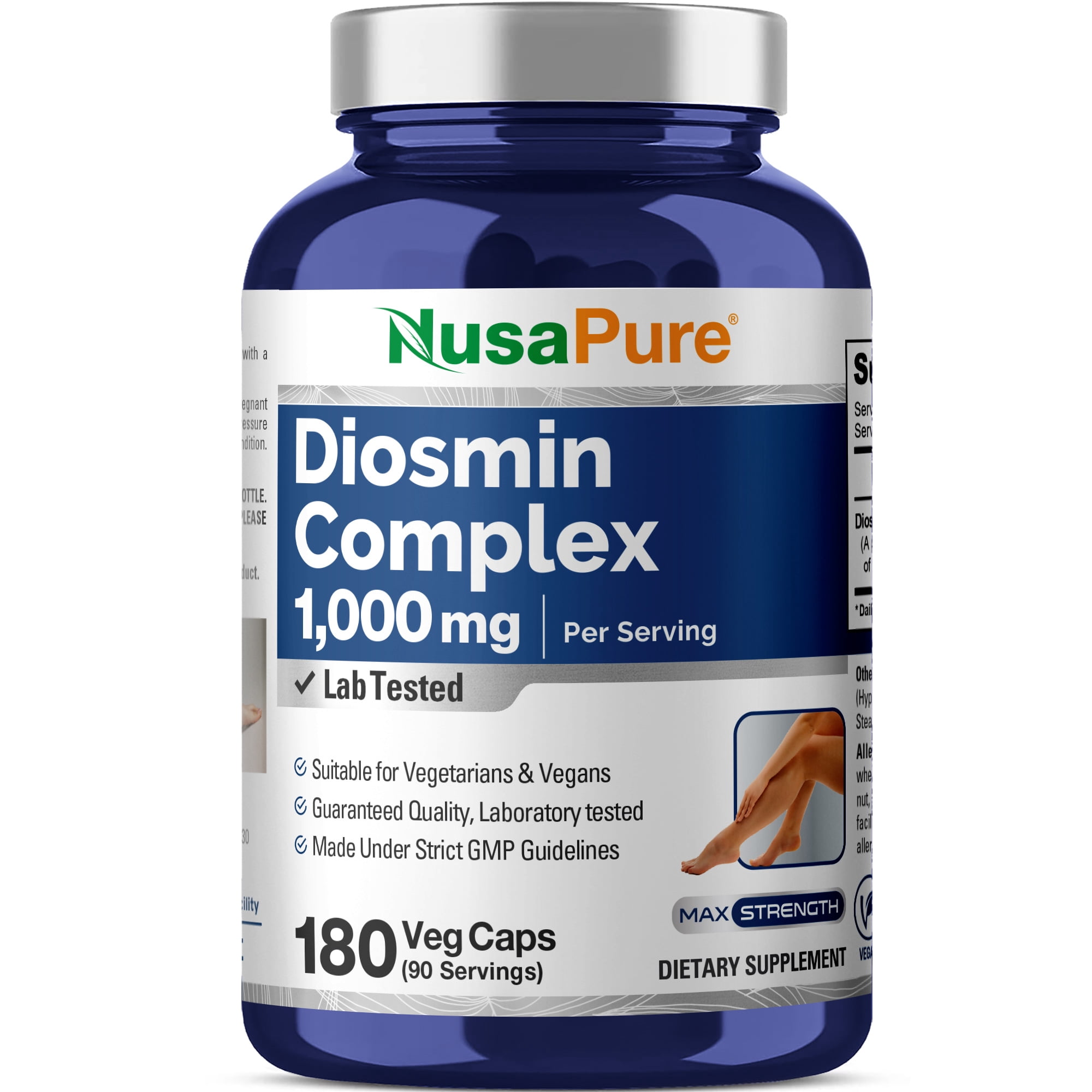 NusaPure Reduced Glutathione 500mg Veggie Caps 180 Vegan Supplement
