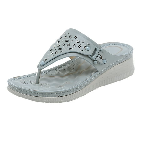 

Dyfzdhu Fashion Women Summer Slip On Casual Open Toe Wedges Comfortable Beach Flip Flops Shoes Sandals Slippers