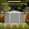 thumbnail image 3 of Patiowell 10'x12' Metal Outdoor Storage Shed with Floor Frame & Double Lockable Doors for Garden, Backyard, Patio, Gray, 3 of 8