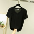 thumbnail image 5 of New Summer Arrivals Olyvenn Womens Tops Basic Summer V Neck T Shirts Short Sleeve Dressy Casual Loose Fit Cute Tee Clothes Trendy Fashion Outfits Black XXL, 5 of 6