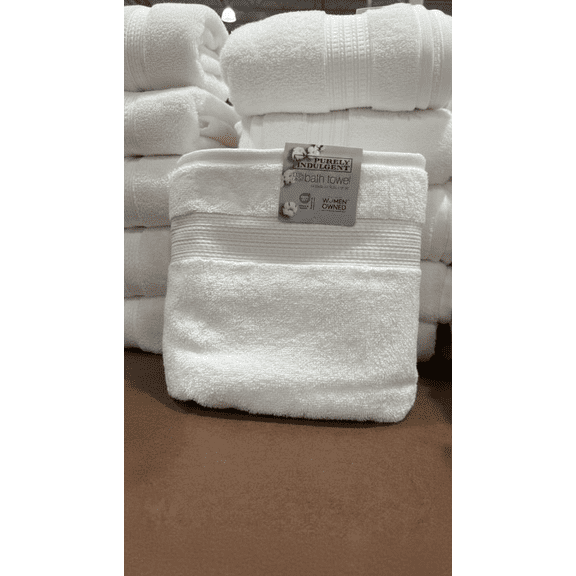 Purely Indulgent 100% Cotton Bath Towel, 30" x 56", White 8 Piece  – Women Owned