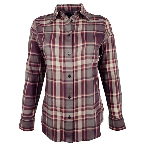 Women's Petite Plaid Cotton Twill Shirt-RM-PS