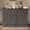 Grey, variant on Harper & Bright Designs Farmhouse Full Size Murphy Bed with Storage Drawe, Folding Wall Bed Chest Cabinet Bed with Charging Station for Bedroom Guest Room Home Office, White