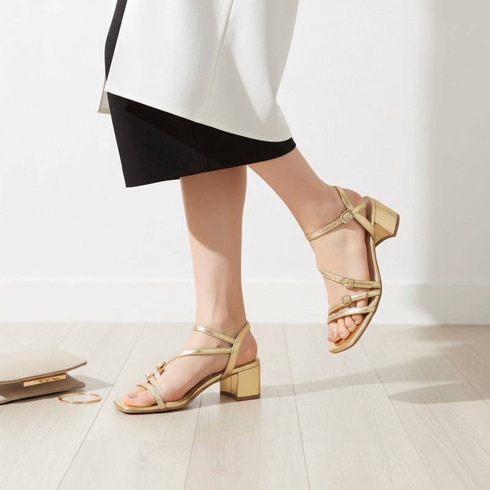 Women’s Stylish Gold Chunky Heeled sandals