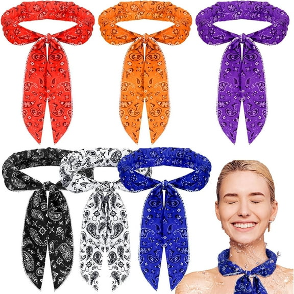 Kiibsot 6 Pcs Cooling Neck Wraps Neck Cooler Scarf Cooling Bandana for Women Men Hot Weather Outdoor Activities