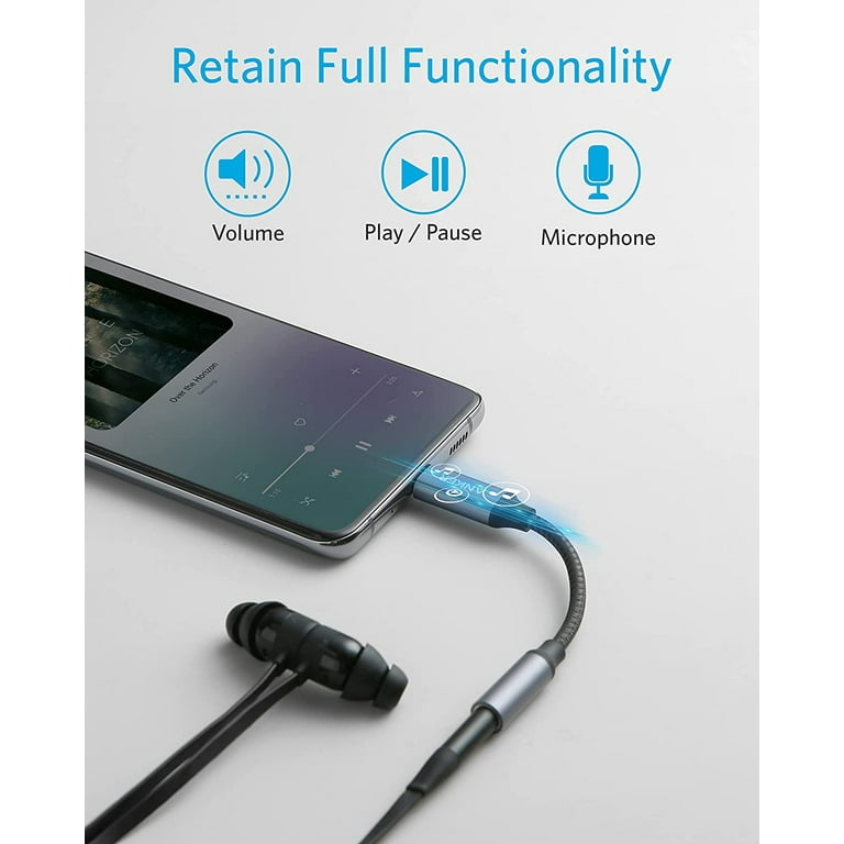  Anker USB C to 3.5mm Audio Adapter, Male to Female Nylon Cable  for Samsung S20/S20+/S20 Ultra, Pixel 4/+ 4XL, and More Type C Devices :  Electronics