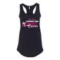 thumbnail image 2 of Wild Bobby My God is Stronger Than Breast Cancer Paint Splatter Cross Breast Cancer Awareness Women Racerback Tank Top, Black, Small, 2 of 6