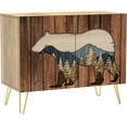 thumbnail image 3 of PixonSign Sideboard Buffet Cabinet, Kitchen Storage Cabinet with 2 Doors, Double Exposure Wood Panel Bear Forest, Cupboard Console Table for Dining Room - 35" L x 18" W x 29" H, 3 of 5